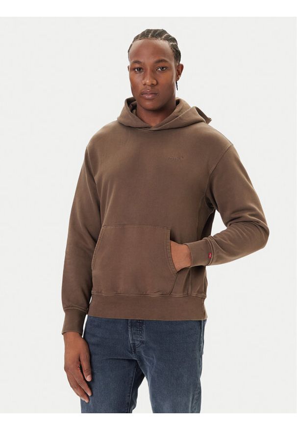 Levi's® Bluza Authentic A8435-0033 Brązowy Relaxed Fit. Kolor: brązowy. Materiał: bawełna