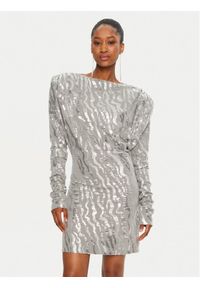 ROTATE Sukienka koktajlowa 113438720 Srebrny Regular Fit. Kolor: srebrny. Materiał: syntetyk, bawełna. Styl: wizytowy #1