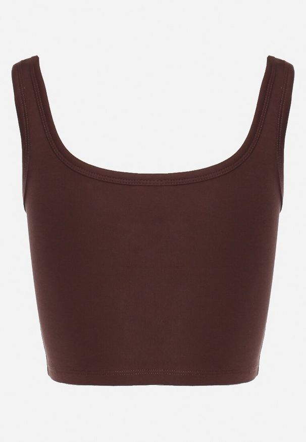 Born2be - Brązowy Bawełniany Tank Top Bez Rękawów Lomalia. Kolor: brązowy. Materiał: bawełna. Długość rękawa: bez rękawów