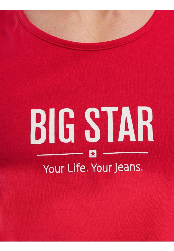 Big-Star - Koszulka męska bez rękawów czerwona Richard 603. Okazja: na co dzień. Kolor: czerwony. Materiał: dzianina, skóra, jeans. Długość rękawa: bez rękawów. Wzór: nadruk. Sezon: lato. Styl: casual, klasyczny, sportowy