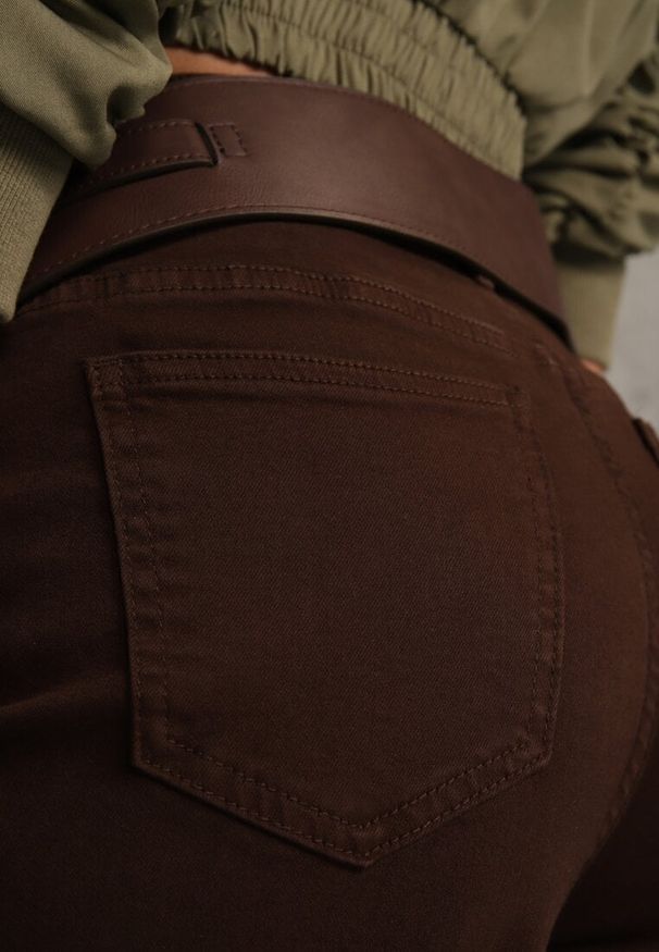 Renee - Ciemnobrązowe Szerokie Jeansy High Waist z Bawełny Physossia. Okazja: na co dzień. Stan: podwyższony. Kolor: brązowy. Styl: casual