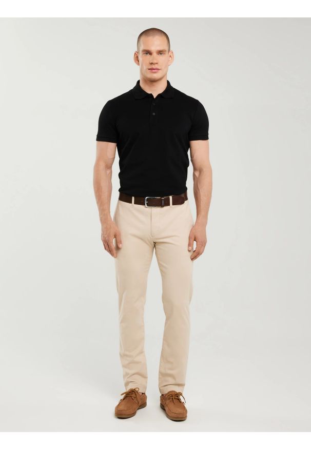 Big-Star - Koszulka męska polo czarna Markolinos 906. Typ kołnierza: polo. Kolor: czarny. Materiał: jeans. Długość: krótkie. Wzór: gładki. Styl: klasyczny, elegancki