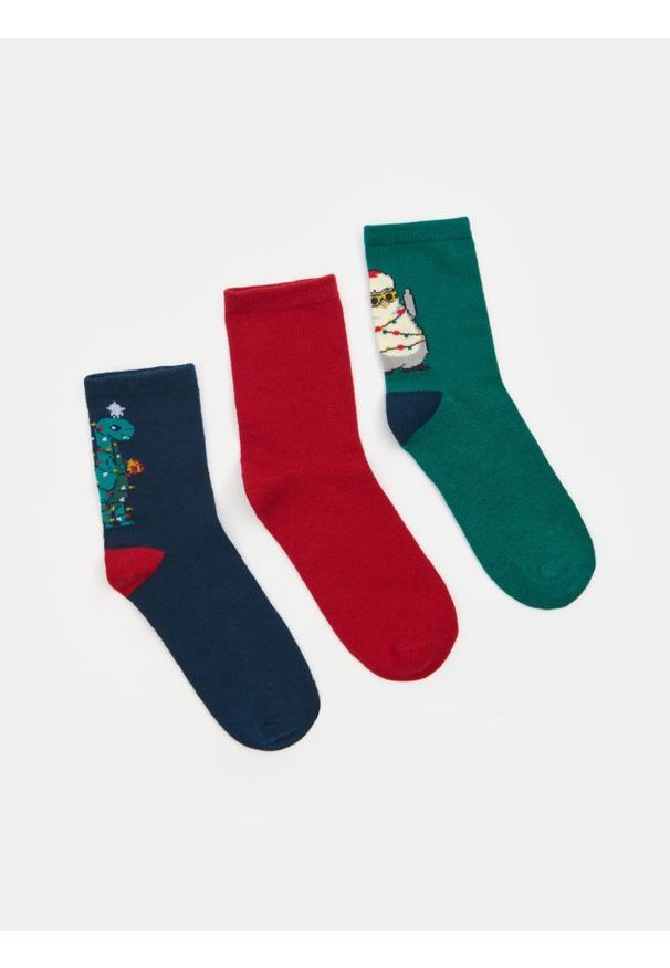 Sinsay - Skarpetki z motywem świątecznym 3 pack - wielobarwny