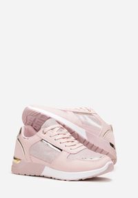 Born2be - Różowe Sneakersy na Płaskiej Podeszwie Ozdobione Brokatem Mayna. Nosek buta: okrągły. Kolor: różowy. Materiał: materiał. Wzór: aplikacja. Obcas: na płaskiej podeszwie #5