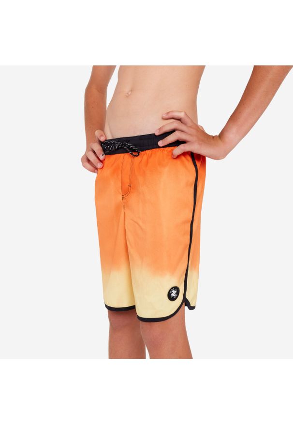 OLAIAN - Spodenki surfingowe dla dzieci Olaian BS 500 Tie&Die. Kolor: żółty, pomarańczowy, wielokolorowy. Materiał: poliester, materiał