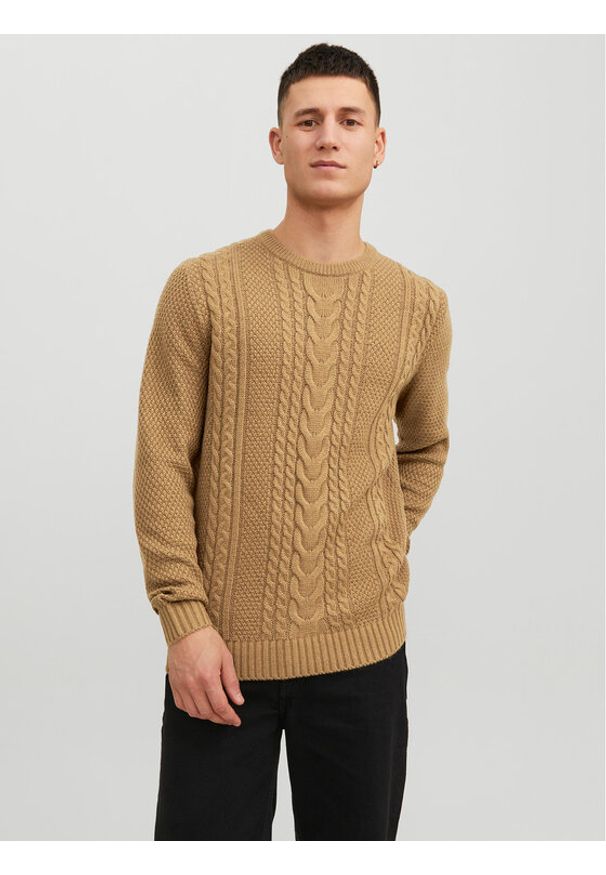 Jack & Jones - Jack&Jones Sweter 12236314 Beżowy Regular Fit. Kolor: beżowy. Materiał: syntetyk