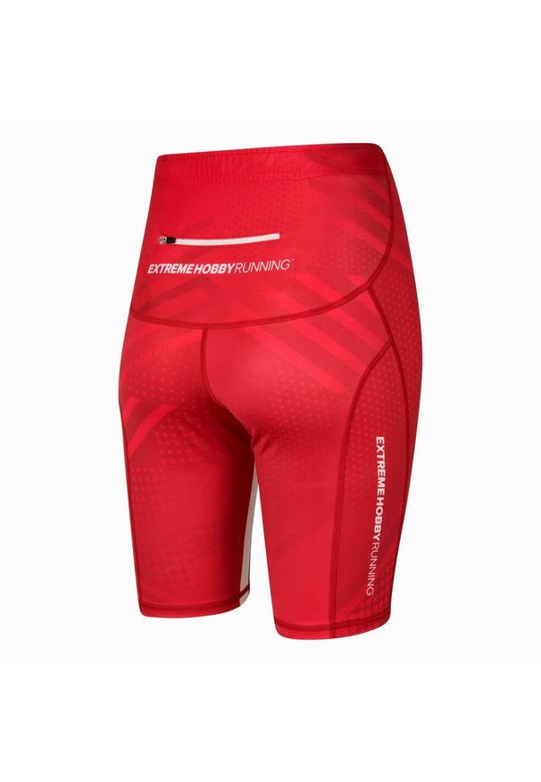 Legginsy krótkie do biegania damskie EXTREME HOBBY 1/3 POLSKA PRIME. Kolor: czerwony. Materiał: poliester, elastan. Długość: krótkie. Sport: bieganie, kolarstwo