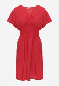 Renee - Bordowa Sukienka z Wiskozy Jadith. Okazja: na co dzień. Kolor: czerwony. Wzór: gładki. Typ sukienki: kopertowe. Materiał: wiskoza. Długość rękawa: krótki rękaw. Sezon: lato. Styl: casual. Długość: mini #8