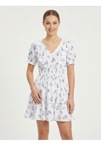 Sinsay - Sukienka mini z wiskozą w kwiatowy wzór - wielobarwny. Materiał: wiskoza. Wzór: kwiaty. Długość: mini #1