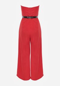 Born2be - Czerwony Elegancki Kombinezon VICES Bez Rękawów z Falbankami i Paskiem Apethia. Okazja: na co dzień. Kolor: czerwony. Materiał: materiał, tkanina. Długość rękawa: bez rękawów. Długość: długie. Wzór: gładki. Sezon: lato. Styl: elegancki #8