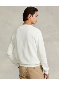 Ralph Lauren - RALPH LAUREN - Biała bluza z haftowanym logo Regular Fit. Typ kołnierza: polo. Kolor: biały. Materiał: bawełna, mesh. Długość: długie. Wzór: haft #3