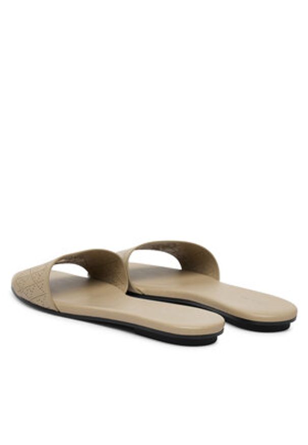 Calvin Klein Klapki Org Flat Sndl One Bar Lth Aop HW0HW02857 Beżowy. Kolor: beżowy. Materiał: skóra