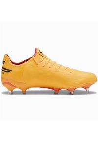 Buty piłkarskie męskie Puma 10756204. Zapięcie: sznurówki. Kolor: pomarańczowy, wielokolorowy, żółty. Materiał: materiał. Szerokość cholewki: normalna. Sport: piłka nożna