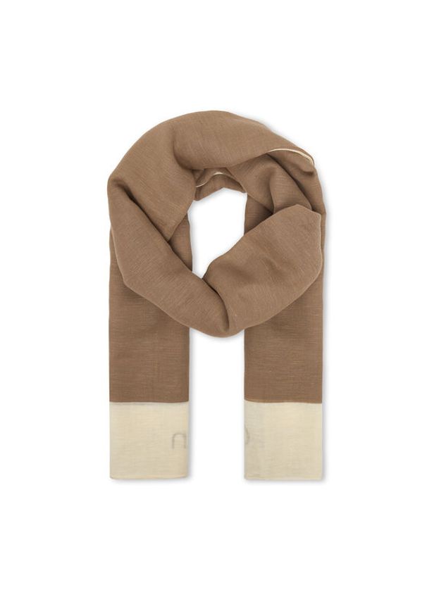 Calvin Klein Szal Linen Blend Emblem Pareo Scarf LV04F9021G Beżowy. Kolor: beżowy. Materiał: len