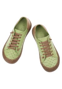 Półbuty damskie Ravini, ze skóry naturalnej licowej ażurowa cholewka sznurowanie wygodna podeszwa casual, zielone, 1301-1. Okazja: na co dzień. Zapięcie: sznurówki. Kolor: zielony. Materiał: skóra. Szerokość cholewki: normalna. Wzór: ażurowy. Styl: casual #3