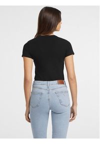 Guess Jeans T-Shirt W4YI02 J1314 Czarny Slim Fit. Kolor: czarny. Materiał: bawełna