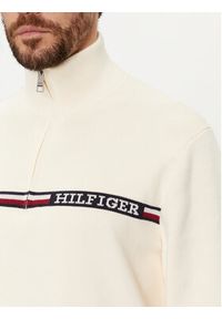 TOMMY HILFIGER - Tommy Hilfiger Sweter Global Stripe MW0MW33508 Beżowy Regular Fit. Kolor: beżowy. Materiał: bawełna #5