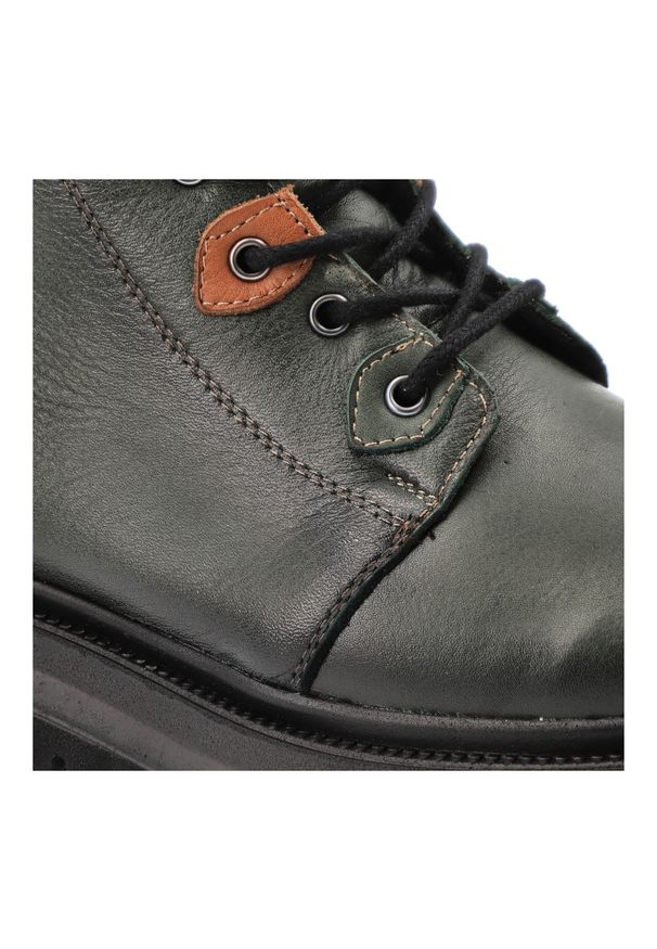 Botki damskie Artiker, za kostkę skórzane na płaskim obcasie z okrągłym noskiem i na zamek, zielone, 57C2194. Nosek buta: okrągły. Zapięcie: zamek. Kolor: zielony. Wzór: kolorowy. Wysokość cholewki: za kostkę. Materiał: skóra. Sezon: zima, jesień. Obcas: na obcasie. Styl: klasyczny. Wysokość obcasa: niski