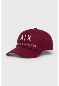 Armani Exchange Czapka 954039.CC513.NOS kolor bordowy z aplikacją. Kolor: czerwony. Wzór: aplikacja #1