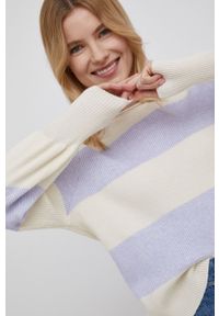 only - Only sweter damski kolor fioletowy lekki. Okazja: na co dzień. Kolor: fioletowy. Materiał: dzianina. Długość rękawa: długi rękaw. Długość: długie. Styl: casual