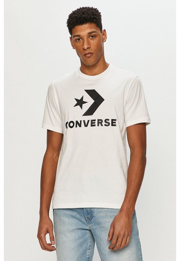 Converse - T-shirt. Kolor: biały. Wzór: nadruk