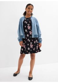 bonprix - Sukienka z dżerseju z elastycznego materiału z bawełną organiczną. Kolor: czarny. Materiał: jersey, materiał, bawełna. Wzór: kwiaty #3