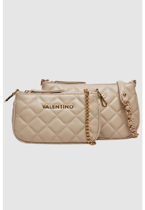 Valentino by Mario Valentino - VALENTINO Podwójna beżowa torebka Ocarina Crossbody. Kolor: beżowy