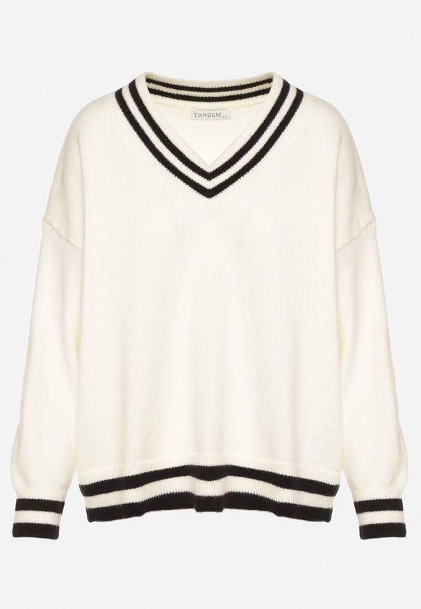 Born2be - Jasnobeżowy Sweter z Domieszką Kaszmiru w Stylu Preppy Liendria. Okazja: na spotkanie biznesowe, do pracy, na co dzień. Kolor: beżowy. Materiał: kaszmir. Wzór: aplikacja. Styl: biznesowy, klasyczny, casual