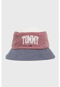 Tommy Jeans Kapelusz sztruksowy kolor różowy. Kolor: różowy. Materiał: sztruks
