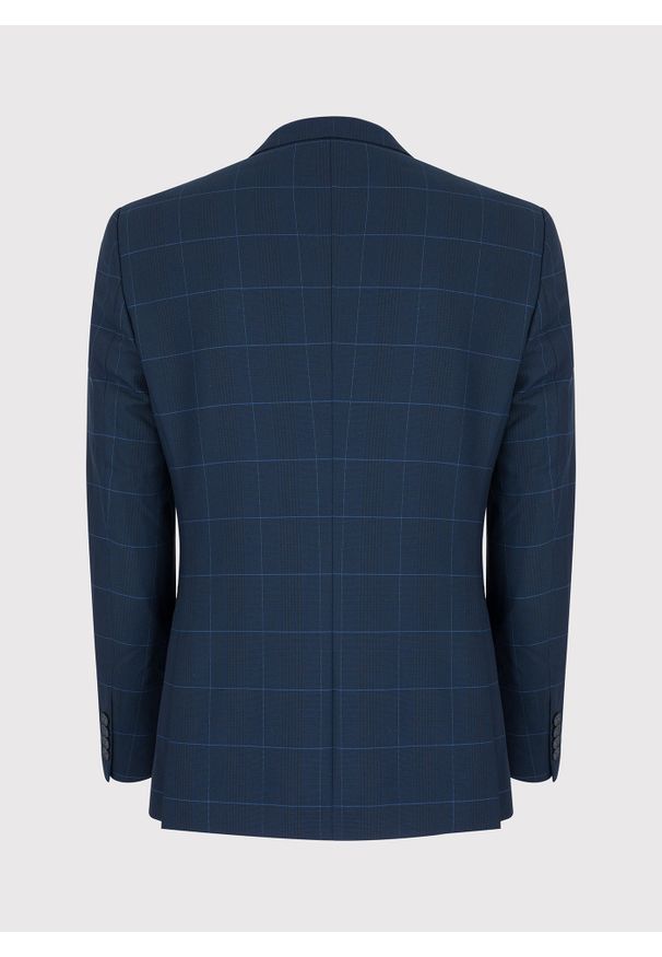 Pako Lorente - PAKO LORENTE – Granatowa marynarka garniturowa P22SF-3G-014-G-S. Kolor: niebieski. Materiał: wiskoza. Wzór: kratka