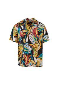 Urban Classics - Męska Koszula Toucan Z Wiskozy Z Nadrukiem Na Całej Powierzchni. Kolor: czarny, wielokolorowy. Materiał: wiskoza. Wzór: nadruk #1