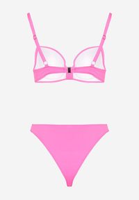 Born2be - Fuksjowe Bikini Biustonosz i Majtki Figi z Cyrkoniowymi Zdobieniami Galivra. Kolor: różowy. Wzór: aplikacja #4