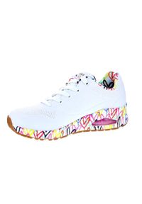 skechers - Buty na co dzień damskie SKECHERS UNO LOVING LOVE zdobienie w serca. Okazja: na co dzień. Kolor: biały. Wzór: aplikacja. Model: Skechers Sport. Sport: turystyka piesza