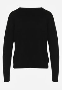 Born2be - Czarny Sweter z Wiskozą i Tłoczonymi Kwiatami Lanifera. Okazja: na co dzień. Kolor: czarny. Materiał: wiskoza. Wzór: kwiaty. Styl: casual #4