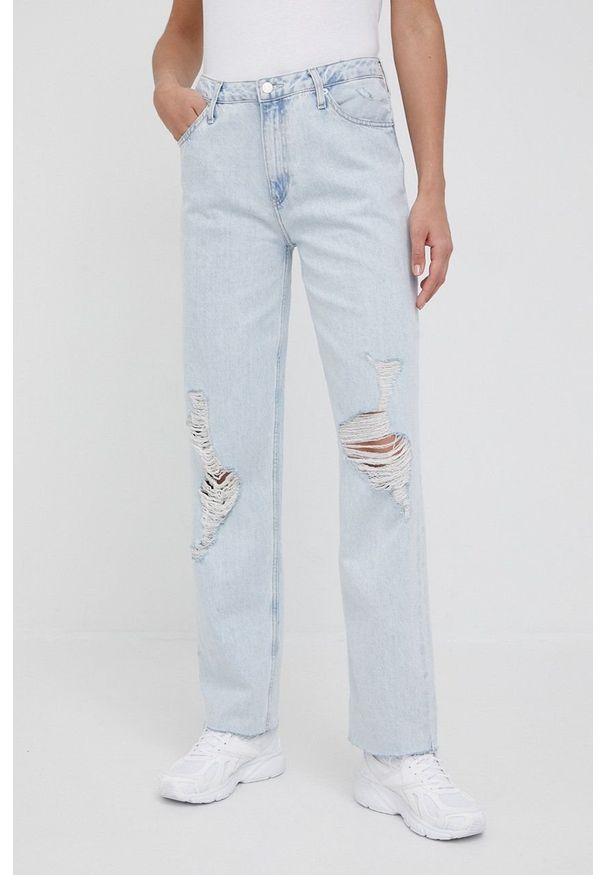 Calvin Klein Jeans jeansy J20J218632.PPYY damskie high waist. Stan: podwyższony. Kolor: niebieski