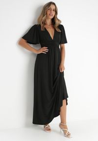 Born2be - Czarna Sukienka Naude. Okazja: na ślub cywilny, na wesele. Kolor: czarny. Wzór: gładki, jednolity, kolorowy. Typ sukienki: rozkloszowane. Styl: elegancki, wizytowy. Długość: maxi