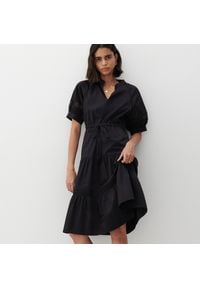 Reserved - Bawełniana sukienka z falbanami - Czarny. Kolor: czarny. Materiał: bawełna #1