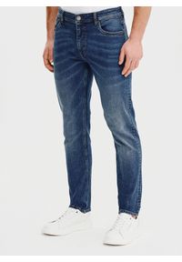 Pako Lorente - PAKO LORENTE - Granatowe jeansowe spodnie męskie. Kolor: szary, niebieski. Materiał: jeans