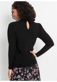 Sweter z koronkową wstawką bonprix czarny. Kolor: czarny. Materiał: koronka. Wzór: koronka #4