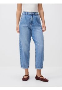 Reserved - Jeansy barrel leg - niebieski. Kolor: niebieski #1