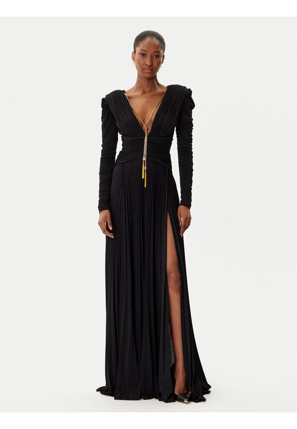 Elisabetta Franchi Sukienka wieczorowa AB-R40-57E2-V850 Czarny Regular Fit. Kolor: czarny. Materiał: wiskoza. Styl: wizytowy