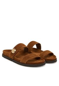 Tory Burch Klapki Romy Sport 183266 Brązowy. Kolor: brązowy. Materiał: skóra, zamsz. Styl: sportowy #6