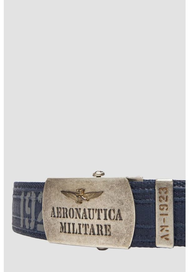 Aeronautica Militare - AERONAUTICA MILITARE Granatowy bawełniany męski pasek, Rozmiar XS. Kolor: niebieski. Materiał: bawełna. Styl: sportowy, casual
