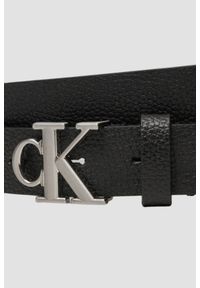 Calvin Klein - CALVIN KLEIN Czarny damski pasek ze srebrnym CK, Rozmiar 85. Kolor: czarny
