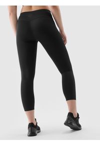 4f - Legginsy treningowe z materiału z recyklingu damskie - czarne. Kolor: czarny. Materiał: materiał. Wzór: jednolity, ze splotem, gładki. Sport: joga i pilates, fitness