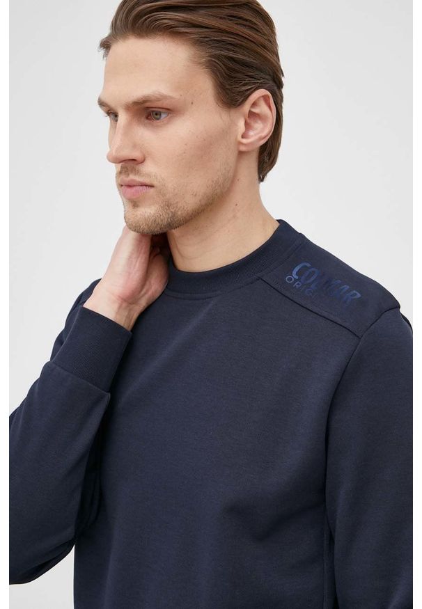 Colmar bluza męska kolor granatowy z nadrukiem. Okazja: na co dzień. Kolor: niebieski. Materiał: dzianina. Wzór: nadruk. Styl: casual
