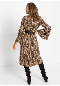Sukienka koszulowa bonprix brązowo-beżowy we wzór skóry węża. Kolor: brązowy. Materiał: skóra. Typ sukienki: koszulowe #6