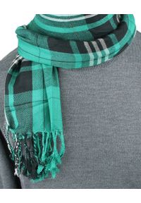 Lekki Szalik Wiosenno-Jesienny - Teer - Turkusowy w Kratę. Okazja: na spacer. Kolor: turkusowy. Materiał: wiskoza. Sezon: wiosna, jesień. Styl: elegancki #2