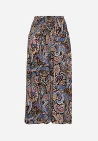 Renee - Czarno-Granatowe Spodnie Culottes z Bawełnianej Tkaniny Ozdobione Wzorem Paisley Gwinamas. Kolor: czarny. Materiał: bawełna, tkanina. Wzór: aplikacja, paisley. Styl: wakacyjny #8