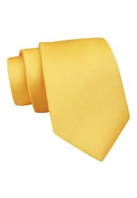 Klasyczny Krawat Żółty, Złoty, Kanarkowy w Delikatne Prążki, Męski, 7 cm -Angelo di Monti. Kolor: złoty, wielokolorowy, żółty. Materiał: tkanina. Wzór: prążki. Styl: klasyczny #1